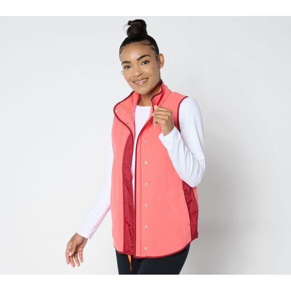 Sport Savvy Women's Jacket Sz L Fleece and Woven Mixed Vest Pink A657090 - Picture 1 of 4